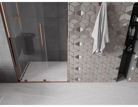 Mexen Velar L, posuvné sprchové dvere do otvoru 90 cm, 8mm číre sklo, ružové zlato, 871-090-003-01-60
