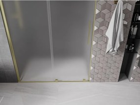 Mexen Velar, posuvné sprchové dvere do otvoru 160 cm, 8mm sklo námraza, zlatá matná, 871-160-000-31-55