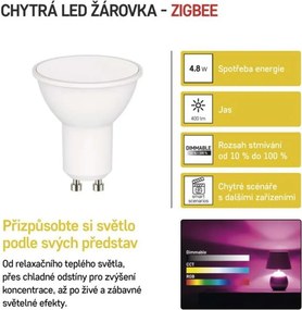 Inteligentná LED žiarovka GoSmart MR16/GU10 4,8W 230V ZigBee RGB stmievateľná