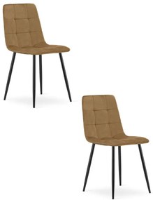 Set dvoch jedálenských stoličiek KARA zamatové, hnedé / čierne nohy (2 ks)