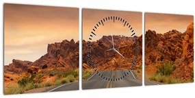 Obraz cesty a skál (s hodinami) (90x30 cm)