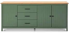Zelená/v prírodnej farbe nízka komoda z borovicového dreva 190x80 cm Miranda – Marckeric