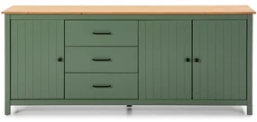 Zelená/v prírodnej farbe nízka komoda z borovicového dreva 190x80 cm Miranda – Marckeric