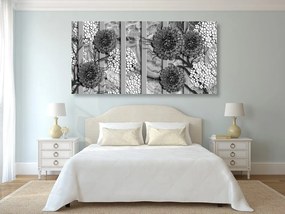 Obraz abstraktné kvety na mramorovom pozadí v čiernobielom prevedení Varianta: 100x50