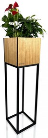 Luxusný vysoký kvetináč z prírodného dubu z kolekcie LOFT FIORINO 22X22X80 cm