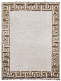Diamond Carpets India, Ručne viazaný kusový koberec Greek DESP P86 Ivory White Antique Mud, 140x200, biela, chodba / predsieň
