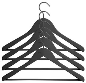 HAY Ramienka Soft Coat Hanger Wide Black w. Bar, set 4ks