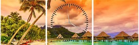Obraz - Ostrov Bora Bora (s hodinami) (90x30 cm)