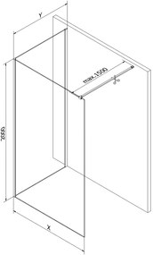 Mexen Kioto, 2-stenová sprchová zástena Walk-In 90 x 70 cm, 8mm číre sklo čierny vzor, biely profil, 800-090-212-20-70-070