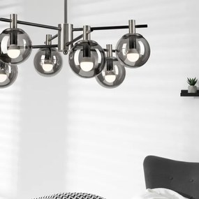 Luster na tyči LILOU 6xE14/5W/230V matný chróm/dymová