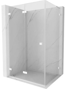 Mexen Lunar-F L, skladací sprchový kút ľavý 85 x 80 cm, 8mm číre sklo, biely profil, 836L-085-080-20-00-L