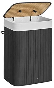 Bambusový kôš na bielizeň, 80x40x30cm, čierny