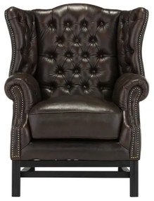 furniture-nabytek.cz - Masívne kreslo Chesterfield Kingsfield z pravej kože, hnedé – 89×79×104 cm