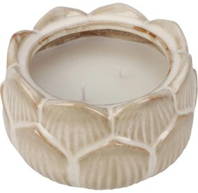 Sviečka v porcelánovom kvetinovom pohári 12 x 7,8cm, béžová