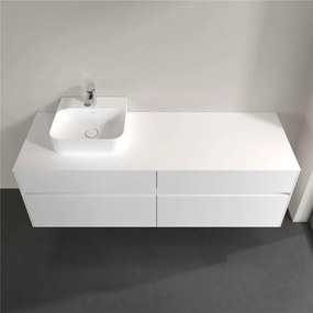 VILLEROY &amp; BOCH Collaro závesná skrinka pod umývadlo na dosku (umývadlo vľavo), 4 zásuvky, s LED osvetlením, 1600 x 500 x 548 mm, Glossy White, C105B0DH