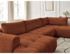 Rozkladacia/s úložným priestorom rohová pohovka v tehlovej farbe (pravý roh/do tvaru "U") Fuji – Bobochic Paris