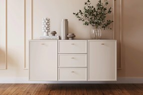 Závesná komoda Lorini 150 cm - kašmírová / zlaté úchytky T