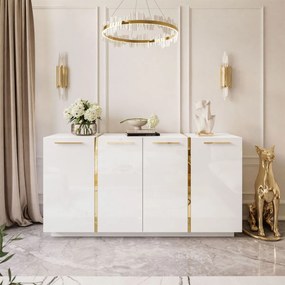 KOMODA SANTINO 4D BIELY LESK + ZLATÁ 158 cm