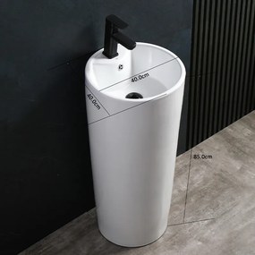 BPS-koupelny Voľne stojace keramické umývadlo HYD-LO-WH-400 ø40 cm, biele