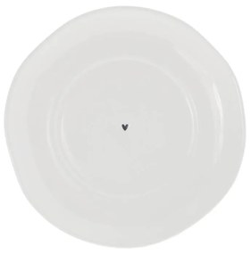Plate Cup 15cm White/Heart in Black
