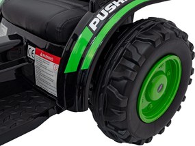 Ramiz Detský bager-traktor na batérie zelený + pohyblivé rameno s lyžicou + diaľkové ovládanie + pomalý štart + FM rádio + LED