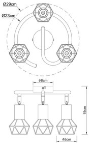 Globo 54802S-3AB - Bodové svietidlo XARA 3xE14/40W/230V