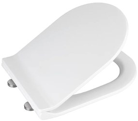 Biele WC sedadlo s jednoduchým zatváraním Wenko Habos, 46 × 36 cm