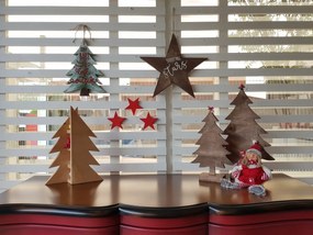Vianočná drevená dekorácia s ozdobou Christmas Tree 2 ks