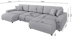 Svetlosivá menčestrová rozkladacia/s úložným priestorom rohová pohovka Sara – Ropez