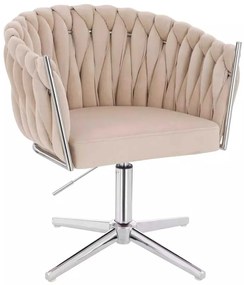 LuxuryForm DESIGN Stolička NORDEN VELUR na striebornom kríži - krémová