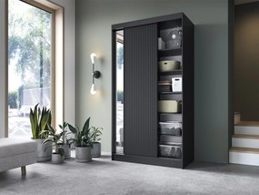 Šatní skříň Prescco se zrcadlem 120 cm černá