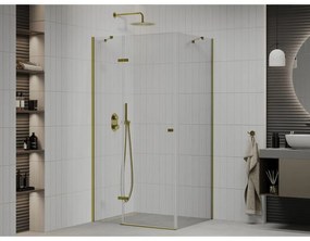 Mexen Roma, sprchovací kút 70 (dvere) x 90 (stena) cm, 6mm číre sklo, zlatý profil, 854-070-090-50-00