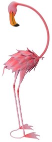Záhradná kovová figúrka Flamingo, 70 cm, ružová