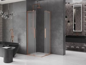 Mexen Velar L Duo, sprchový kút s posuvnými dverami 80 x 80 cm, 8mm sklo námraza, medená matná, 871-080-080-02-33-65