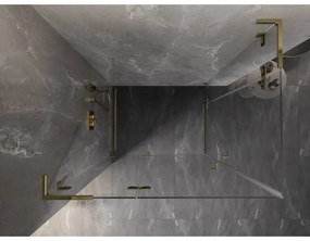 Mexen Lunar, L Duo výklopný sprchový kút 90 x 80 cm, 8mm číre sklo, zlatý profil, 834L-090L-080P-50-00