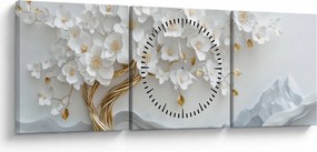 Obraz – 3D elegantný strom života (s hodinami) (90x30 cm)