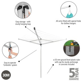 Vonkajší sušiak na bielizeň v striebornej farbe 30 m Essential – Brabantia