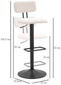 Bielo-čierna barová stolička s nastaviteľnou výškou (výška sedadla 61 cm) Tina – Mauro Ferretti