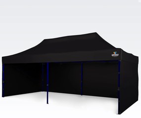 BRIMO Nožnicový párty stan EXCLUSIVE oceľ 3x6 m s 3 stenami čierny