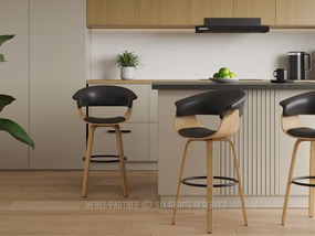Barová stolička Elynah 75 (čierna + dub). Akcia -13%. Vlastná spoľahlivá doprava až k Vám domov. 1136383