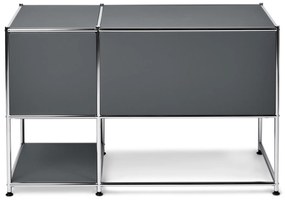 Kovový písací stôl »CN3« s výklopnými dvierkami, sivý