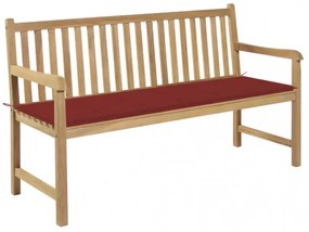 vidaXL Záhradná lavička s červenou podložkou 150 cm tíkový masív-