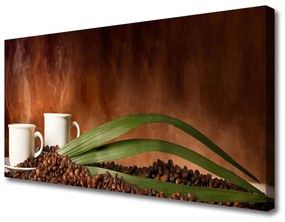 Obraz na plátne Šálky káva zrnká kuchyňa 120x60 cm