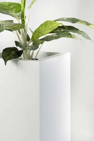 Hranatý kvetináč BLOCK, výška 75 cm, materiál MDF, biely mat