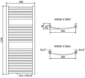 Mexen Helios, vykurovacie teleso 1200 x 500 mm, 448 W, zlatá, W103-1200-500-00-50