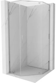 Mexen Exo, päťuholníkový sprchový kút s výklopnými dverami 90 x 90 cm, 6mm číre sklo, chrómový profil, 812-090-090-01-00