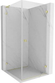 Mexen Lunar-B L výklopný sprchový kút pravý 80 x 80 cm, číre sklo, zlatá matná, 832L-080-080-55-00-P