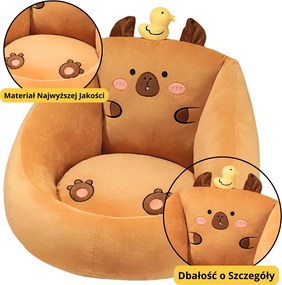 LEAN Toys Plyšové kreslo pre deti Capybara s kačicou Brown 50x45cm