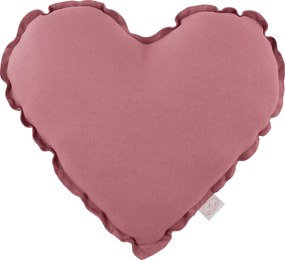 Ľanový vankúš srdca sýto ružová 44cm