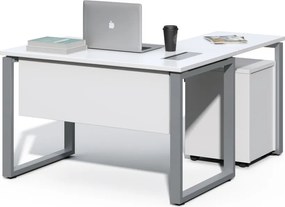 Rohový kancelársky stôl s kontajnerom Houseland Prime Home 01 120 cm biely